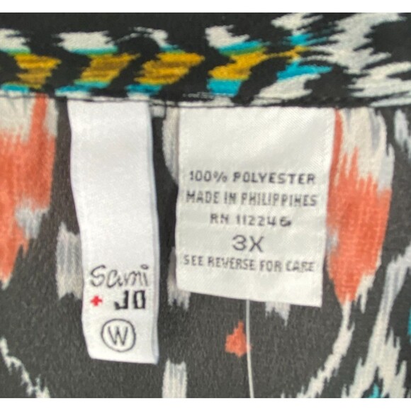 NWT Sami & Jo Blouse Womens 3X Multicolor Ikat Print Button Up Top Southwestern - Picture 10 of 11